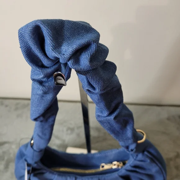 Fashion Nova Hard To Handle Handbag Crossbody Ruched Purse - Medium Wash Denim - Picture 7 of 12